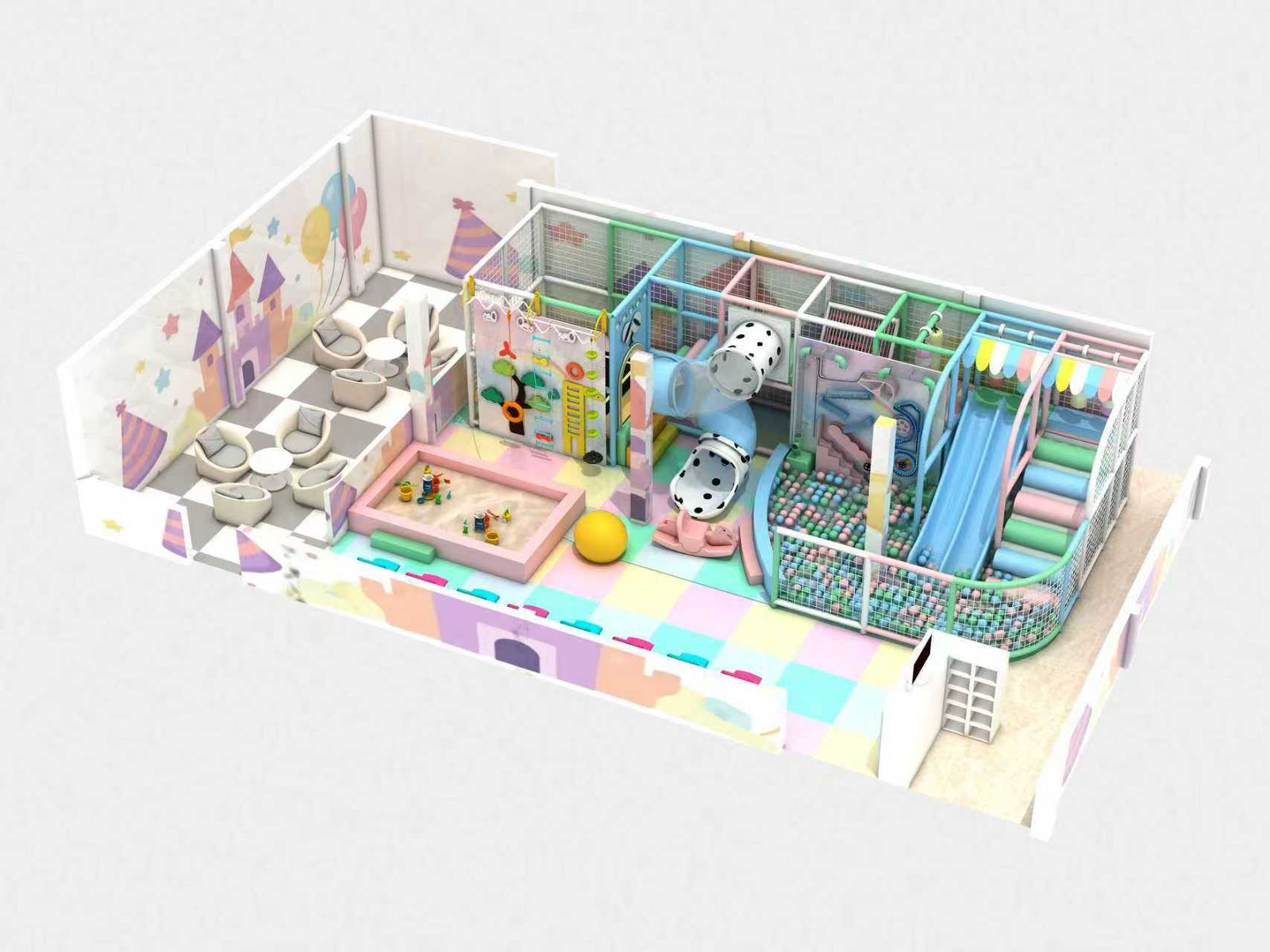 Inside Hello Kids — soft play, ball pit and slides